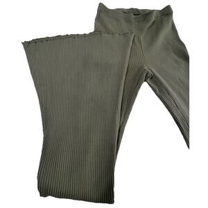 Aerie Women’s Olive Green Hi Rise Ribbed Flared Pants Stretch Size XS NWT $50